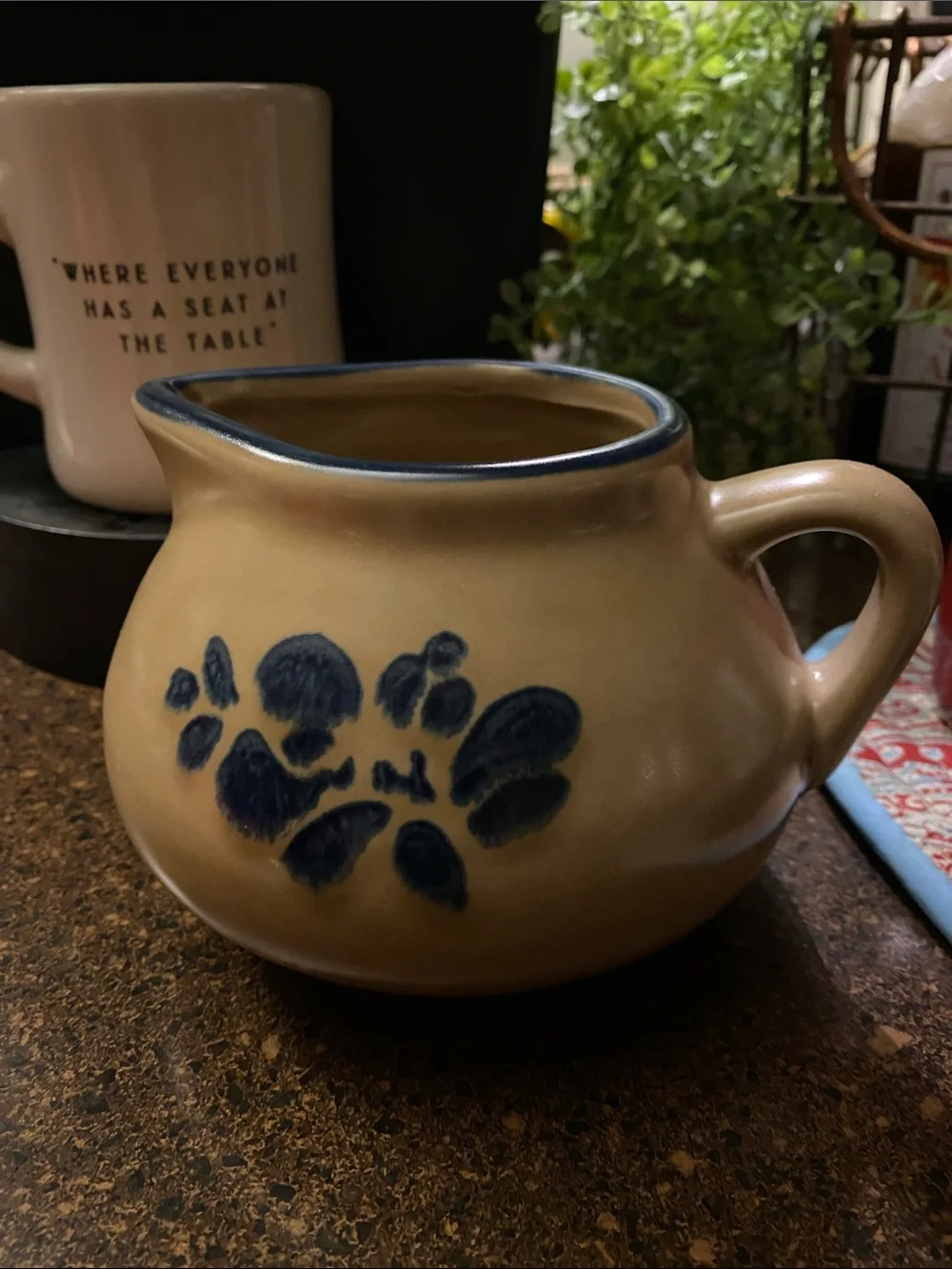 PFALTZGRAFF Folk Art Ceramic Cream and Blue Floral Pitcher - Home Accents